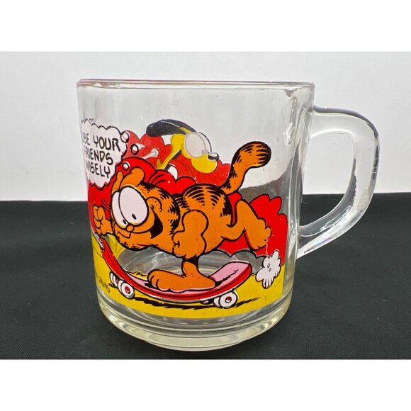 McDonald's Other - Vintage 1978 McDonalds Garfield Glass Mug With Odie & Skateboard Character
